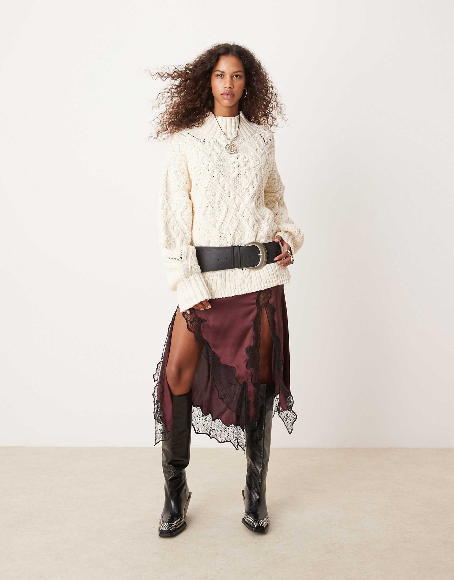 Heart Cable Knit Oversized Jumper