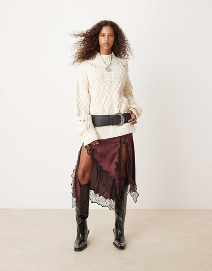 Heart Cable Knit Oversized Jumper