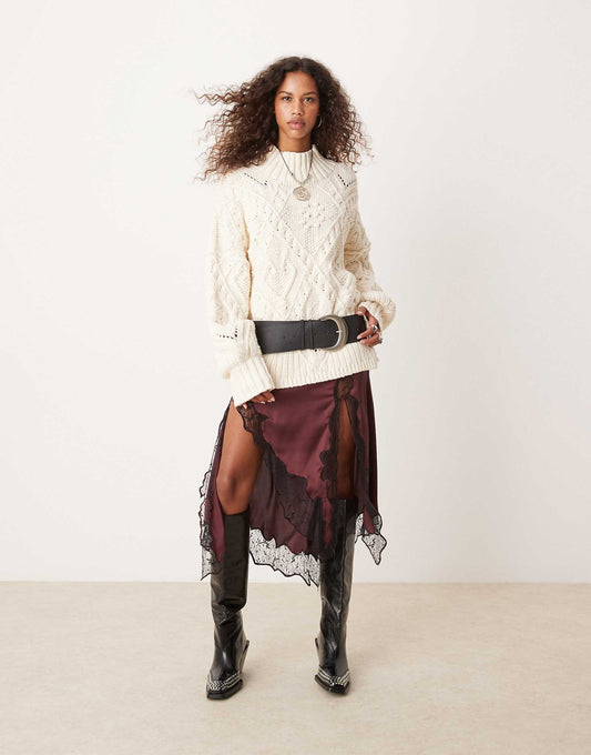 Heart Cable Knit Oversized Jumper