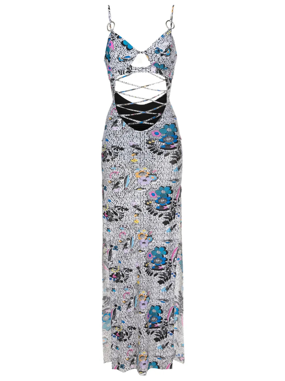 Graphic-Print Cut-Out Detailing Dress