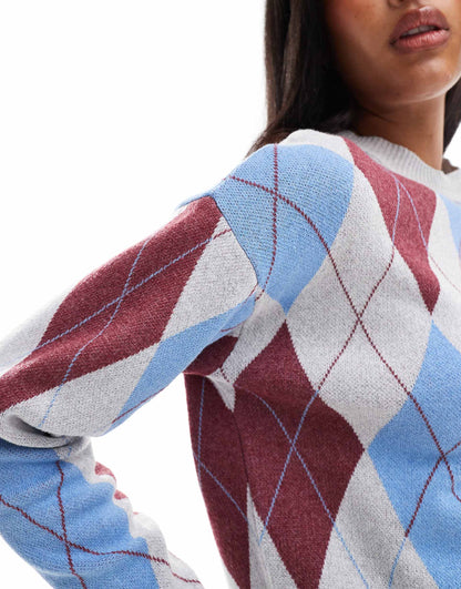 Argyle Print Knit Jumper
