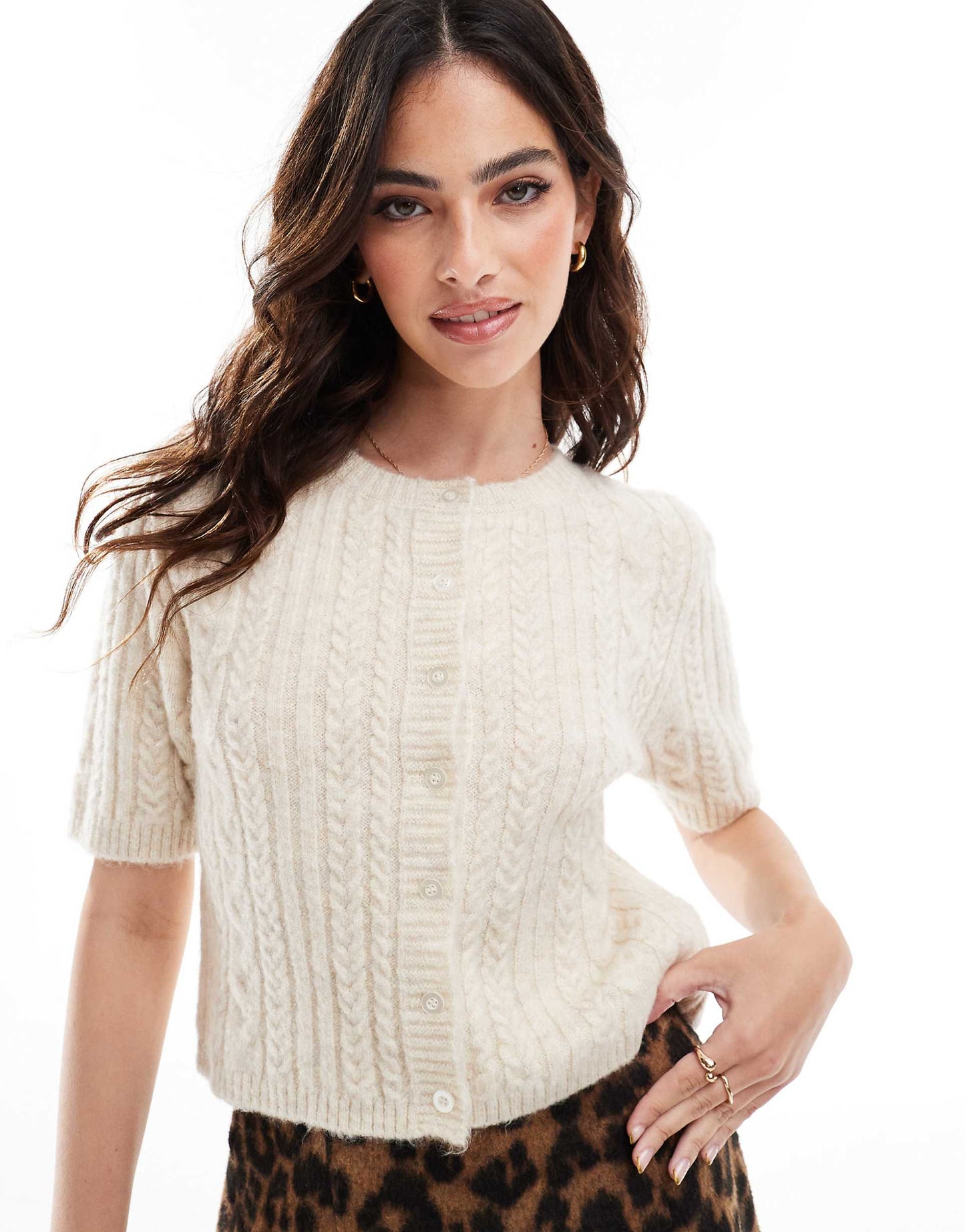 Fluffy Cable Knit Cardigan