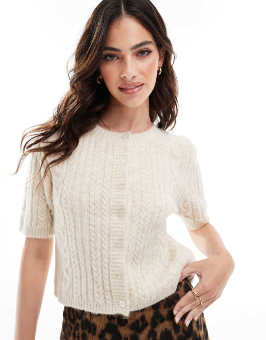 Fluffy Cable Knit Cardigan