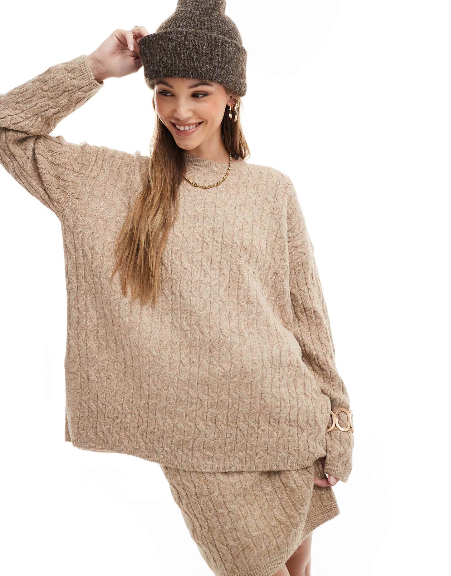 Slouchy Cable Knit Jumper Co-Ord