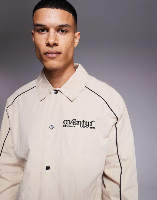 Oversized Coach Jacket With Embroidery