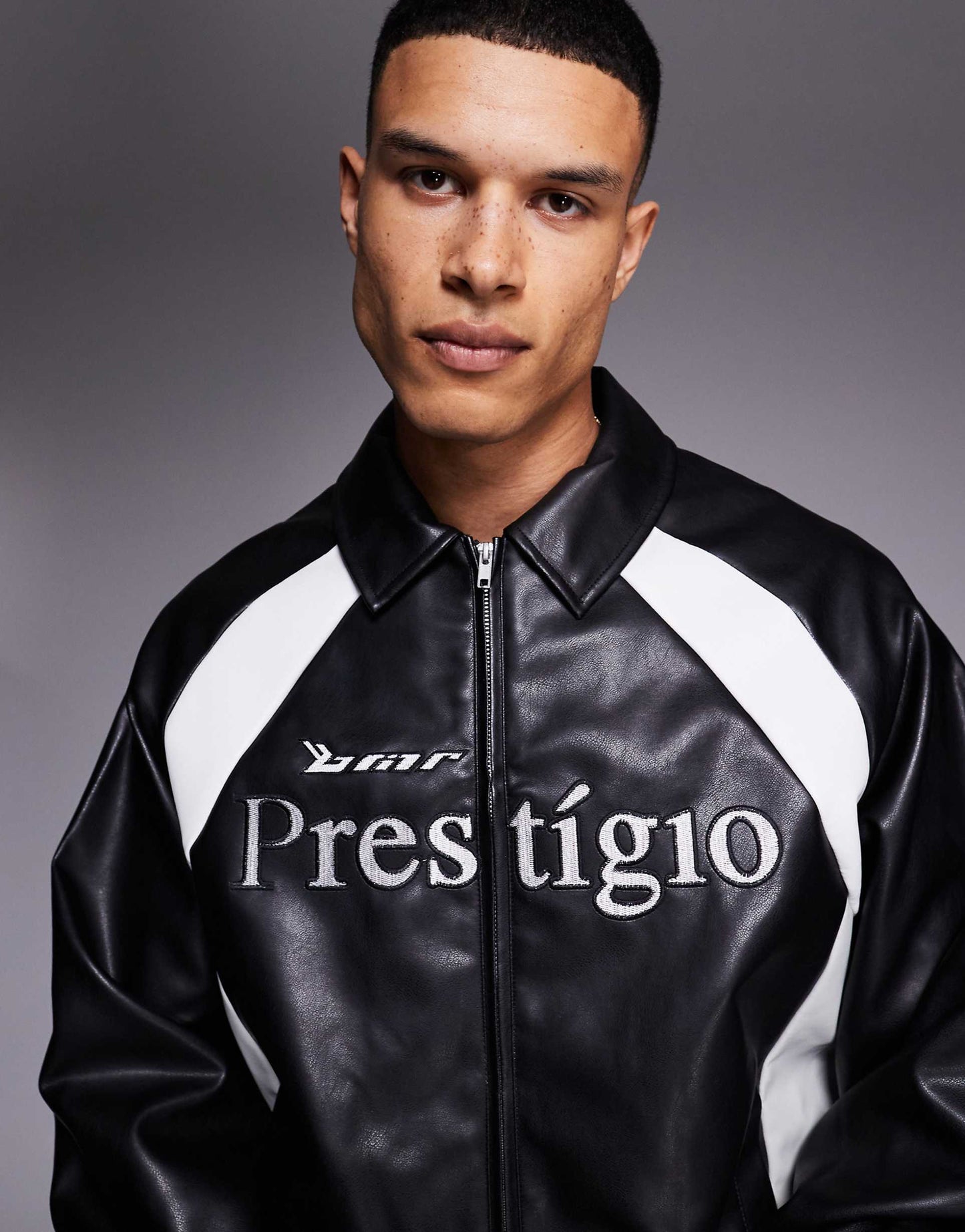 Oversized Faux Leather Motocross Jacket