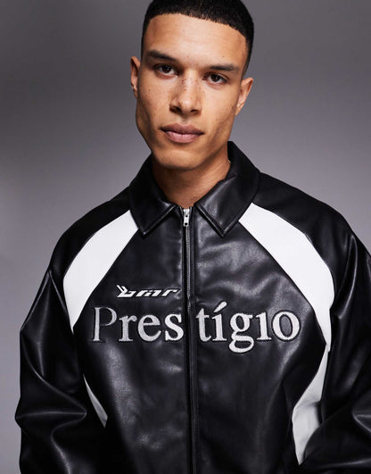 Oversized Faux Leather Motocross Jacket