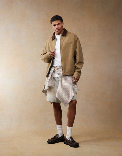 Oversized Washed Harrington Jacket