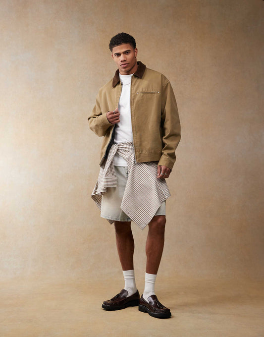 Oversized Washed Harrington Jacket