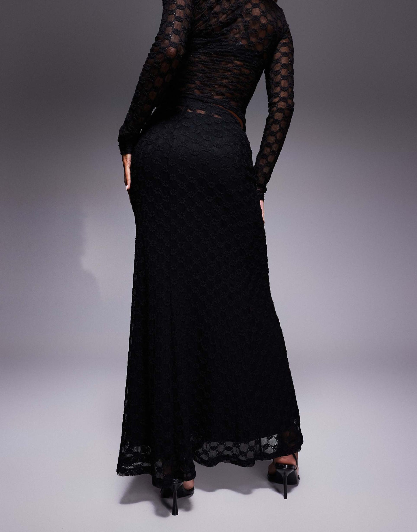 Lace Mesh Maxi Skirt