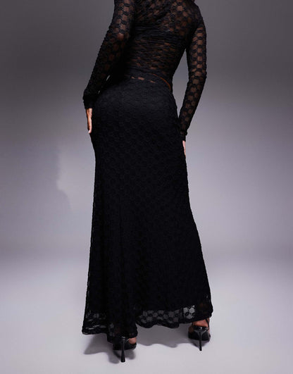 Lace Mesh Maxi Skirt