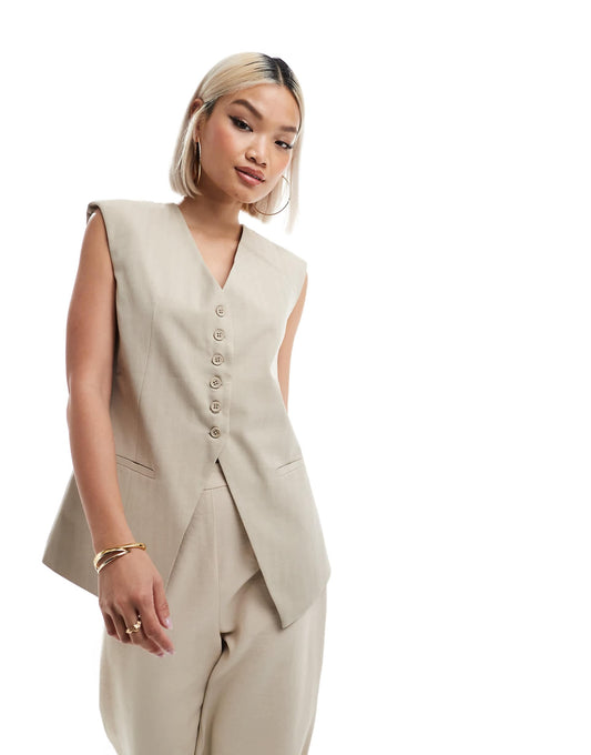 Longline Exaggerated Shoulder Waistcoat