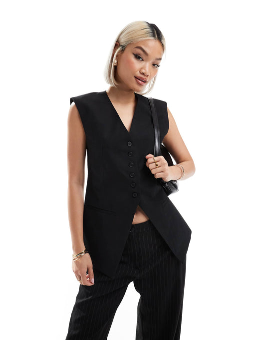 Longline Exaggerated Shoulder Waistcoat