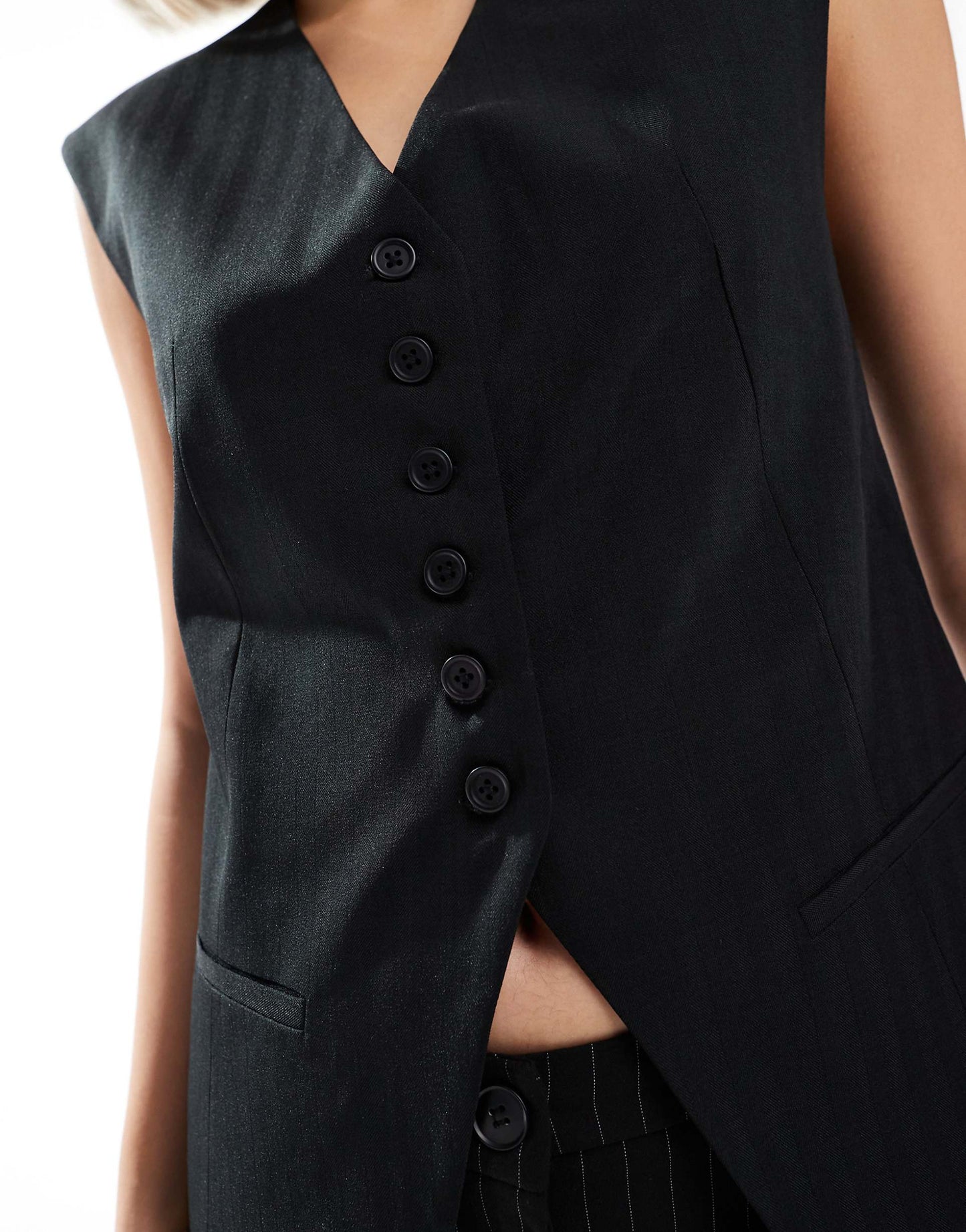 Longline Exaggerated Shoulder Waistcoat