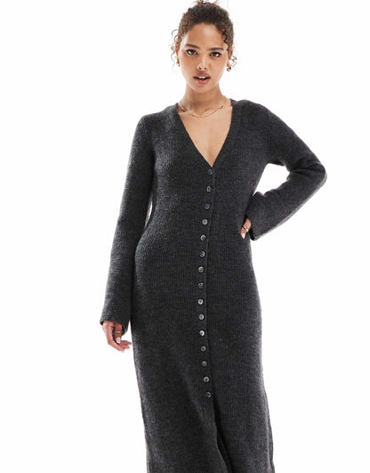 Buttondown Knitted Maxi Dress