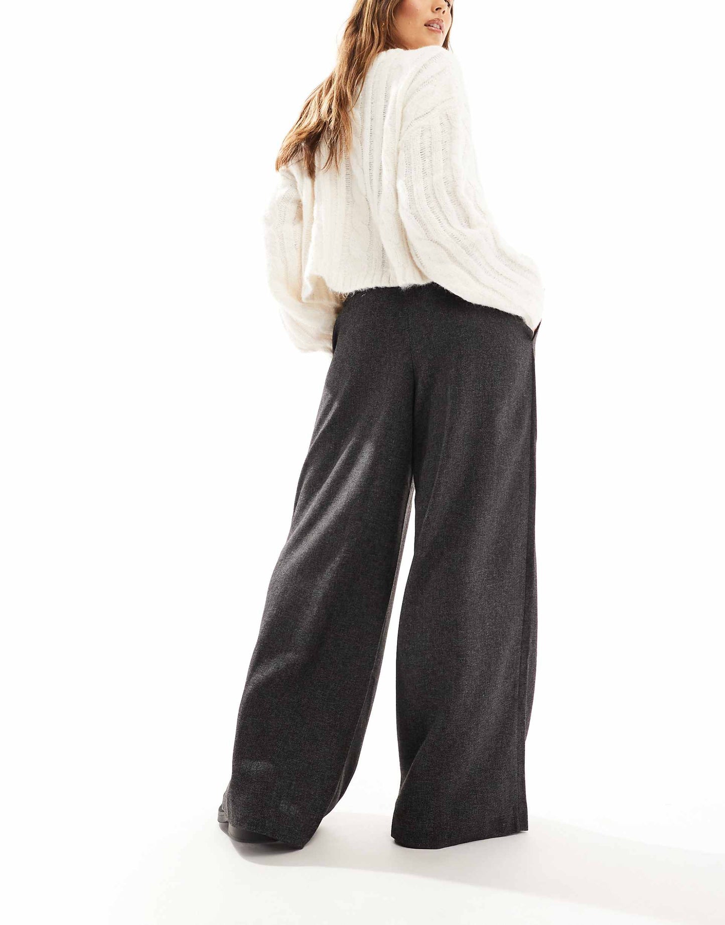 Tie Waist Pleat Front Wide Leg Trousers