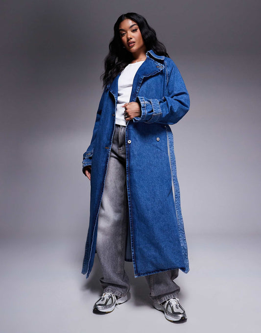 Garena Oversized Fit Denim Trench Coat