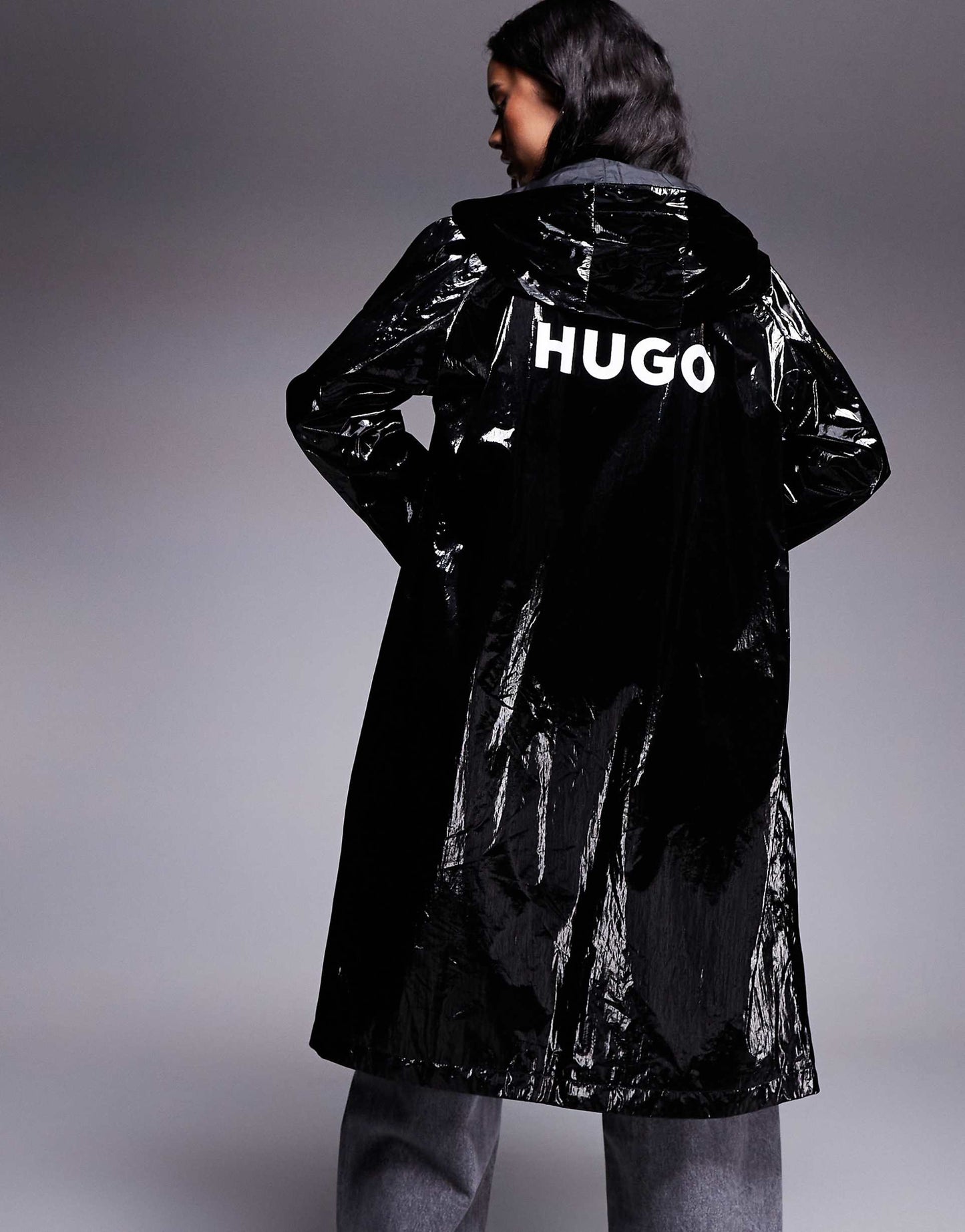 Fenton High Shine Longline Jacket With Backprint Logo