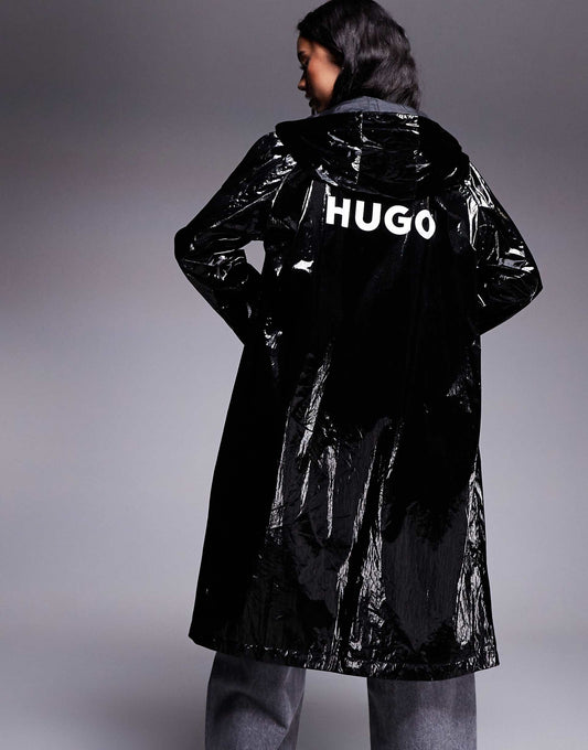 Fenton High Shine Longline Jacket With Backprint Logo