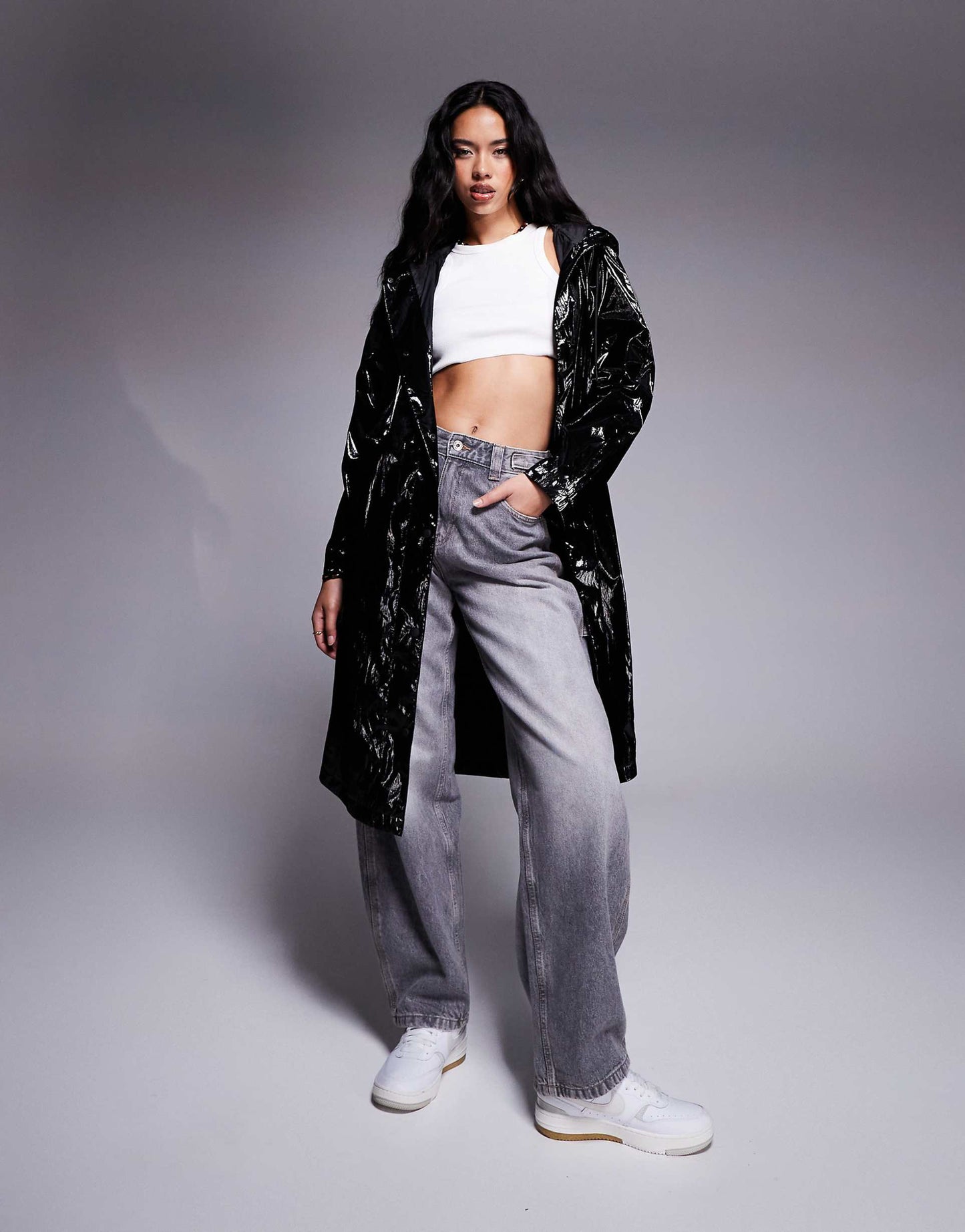 Fenton High Shine Longline Jacket With Backprint Logo