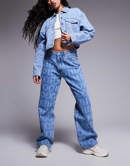 Elyah Co-Ord All Over Print Logo Jeans