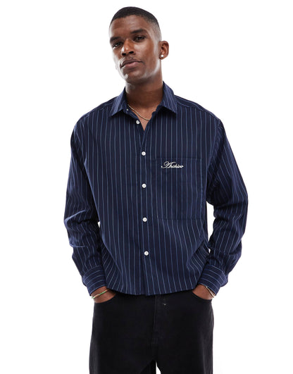 Oversized Boxy Shirt With Embroidered Pocket