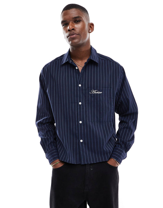 Oversized Boxy Shirt With Embroidered Pocket