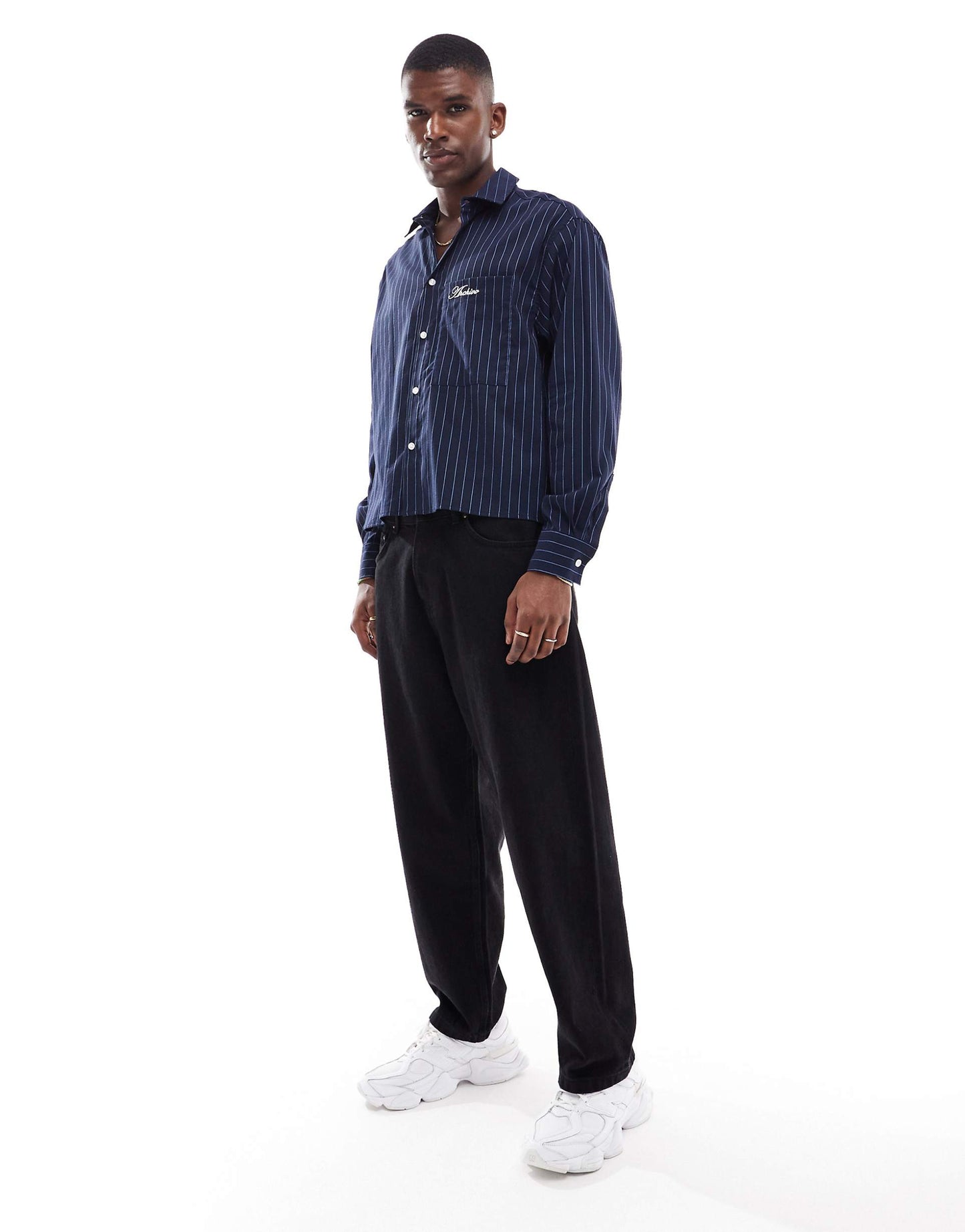 Oversized Boxy Shirt With Embroidered Pocket