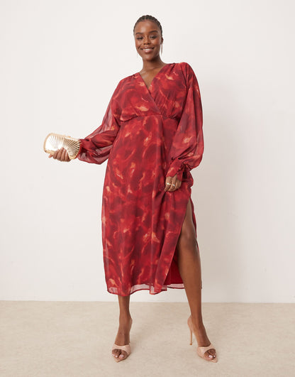 Curve Balloon Sleeve Midaxi Dress