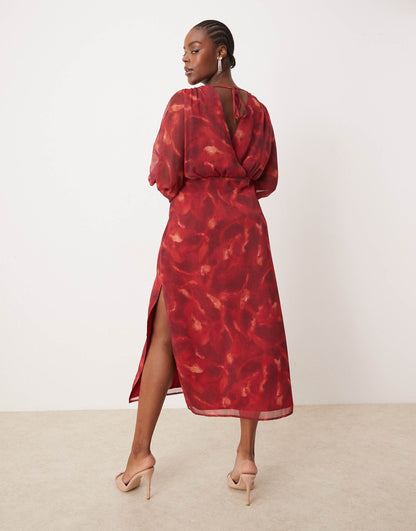 Curve Balloon Sleeve Midaxi Dress