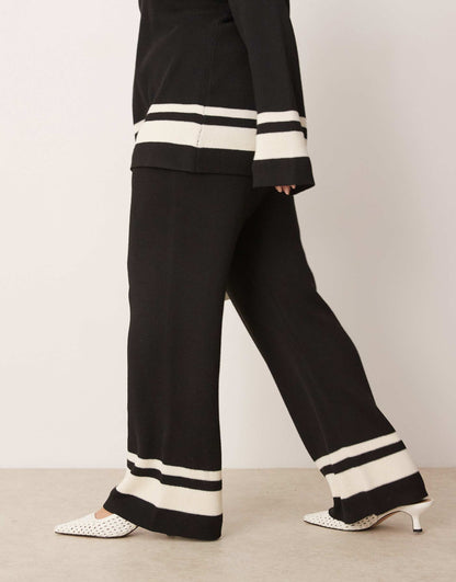Curve Contrast Knit Trouser Co Ord