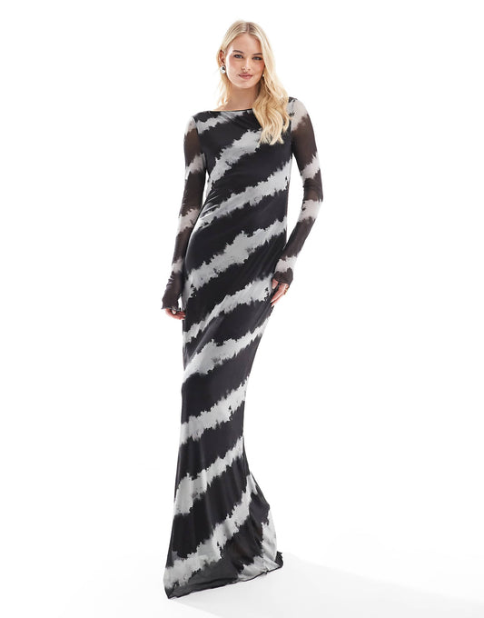 Tall Long Sleeved Mesh Dress