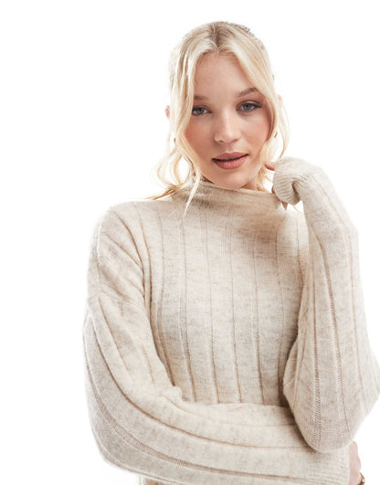 Oversized Ribbed Knitted Mini Dress