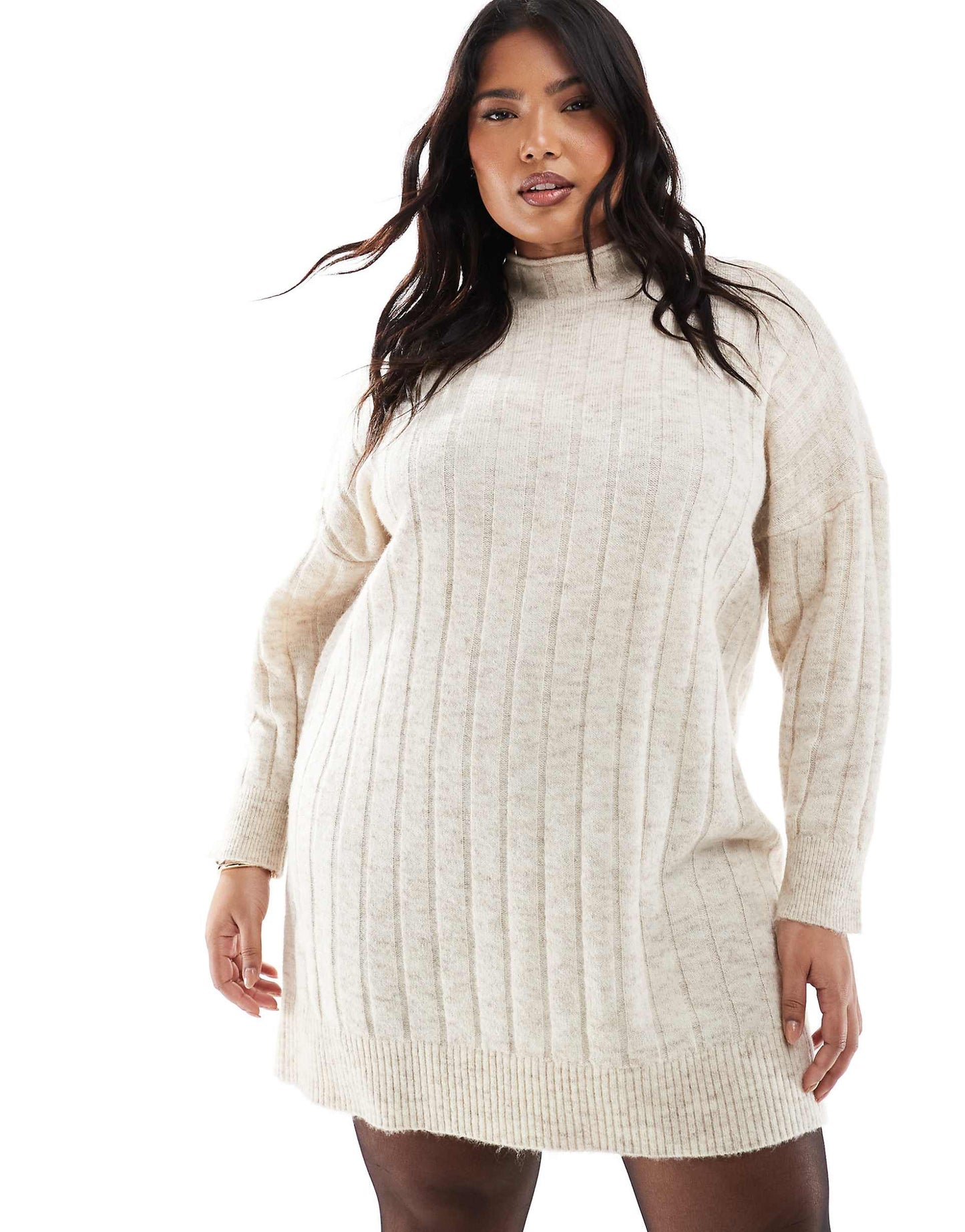Curve Oversized Ribbed Knitted Mini Dress