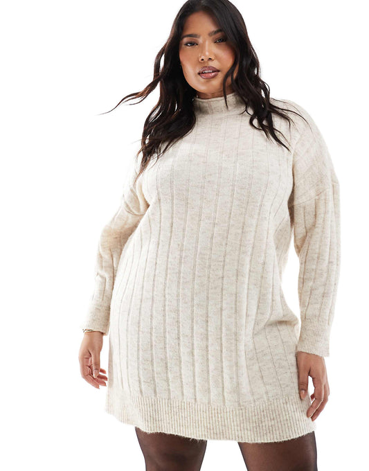 Curve Oversized Ribbed Knitted Mini Dress