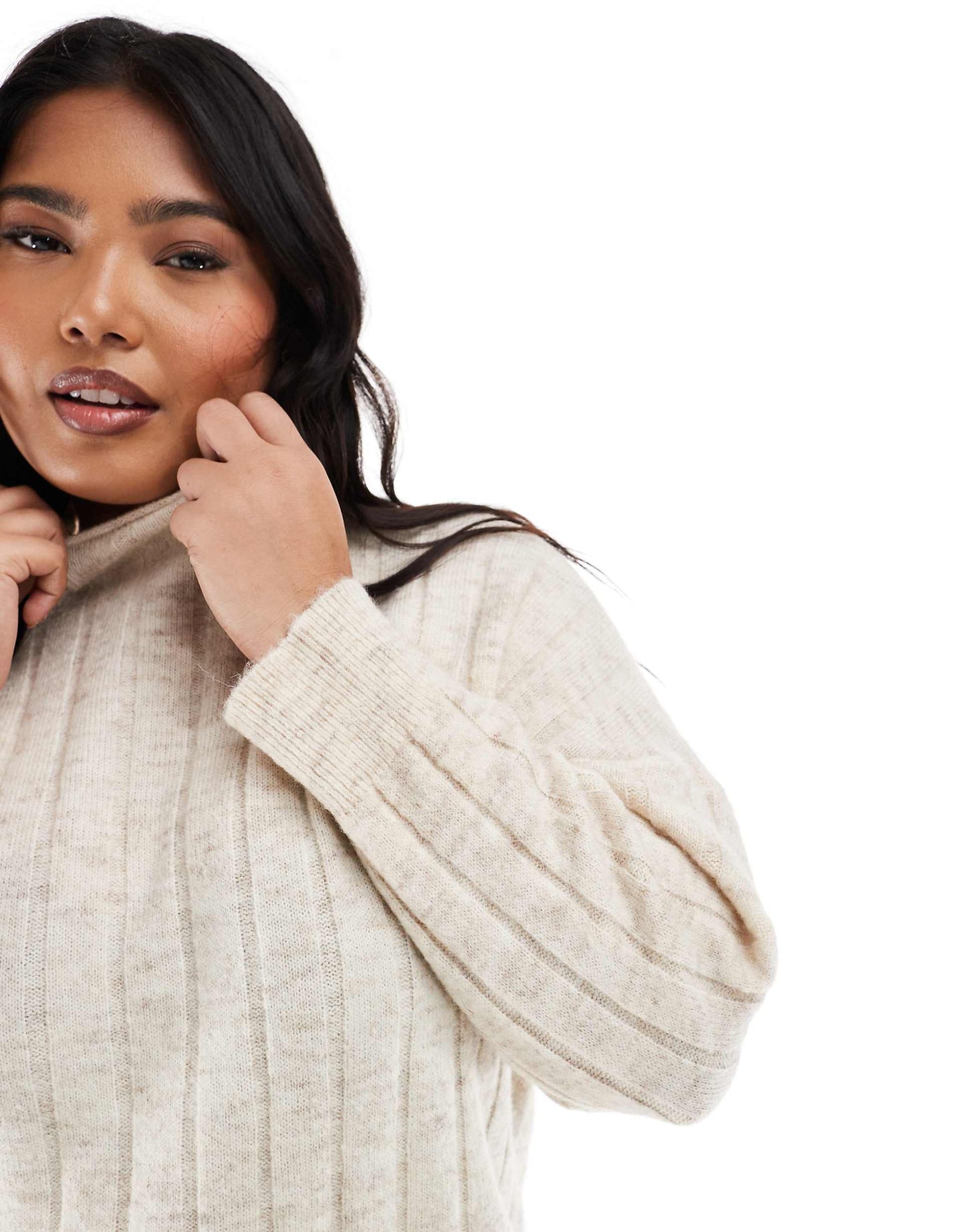 Curve Oversized Ribbed Knitted Mini Dress