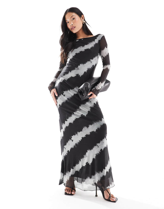 Petite Long Sleeved Mesh Dress