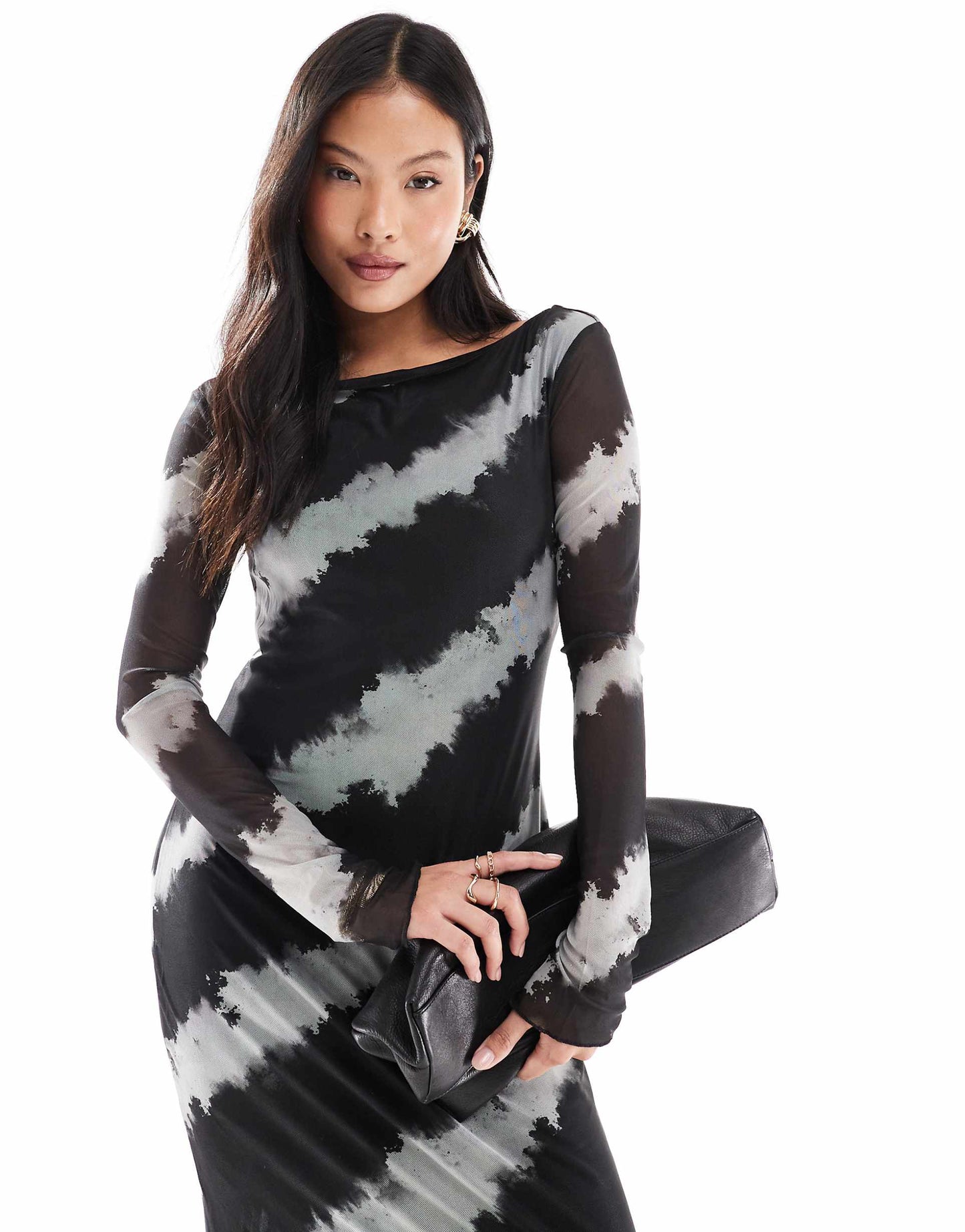 Petite Long Sleeved Mesh Dress