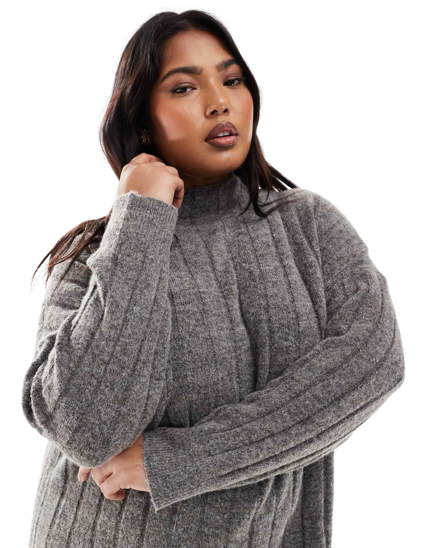 Curve Oversized Ribbed Knitted Mini Dress