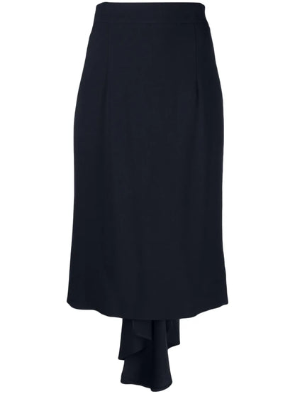 Pleated Asymmetric Midi Skirt