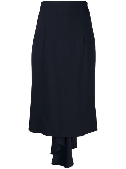 Pleated Asymmetric Midi Skirt