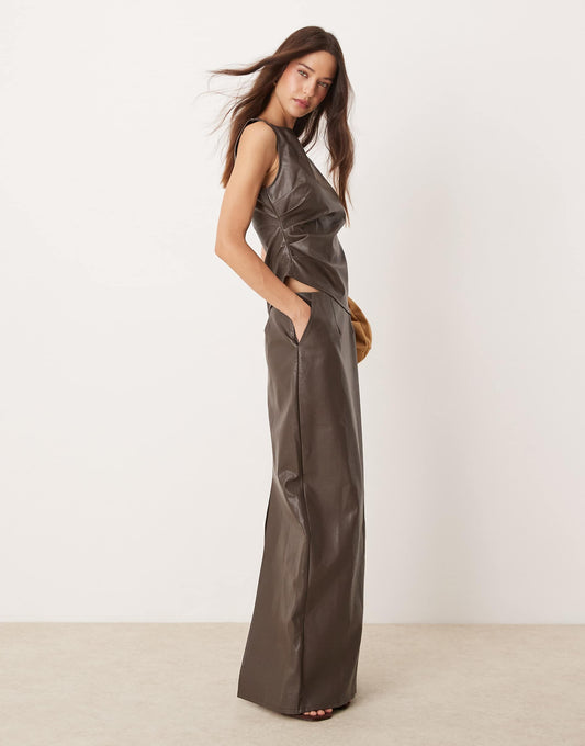 Faux Leather Maxi Skirt Co-Ord