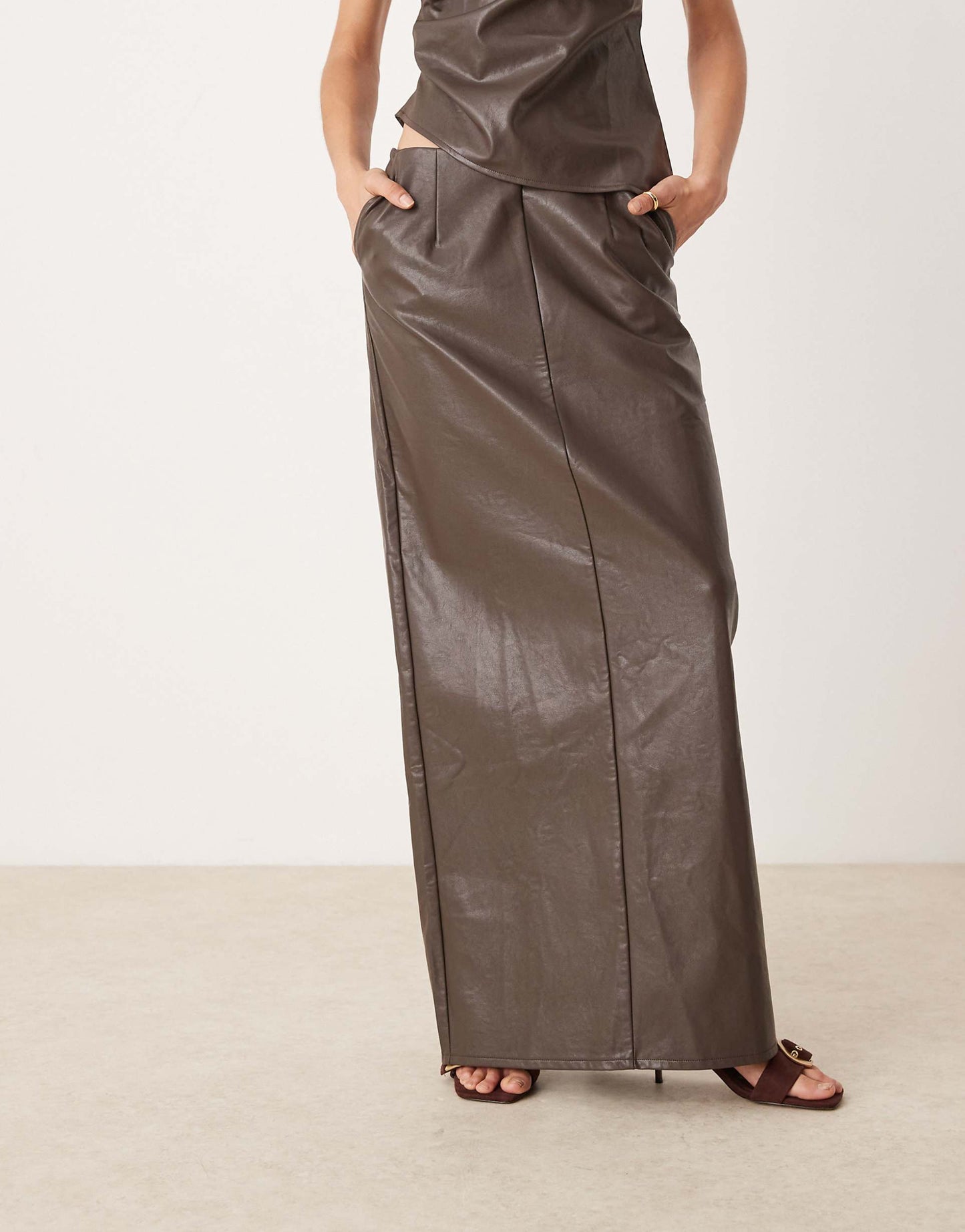 Faux Leather Maxi Skirt Co-Ord