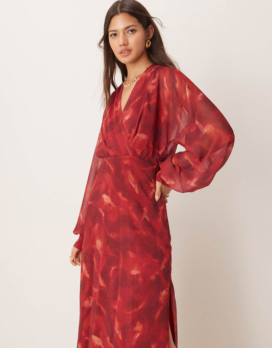 Balloon Sleeve Midaxi Dress