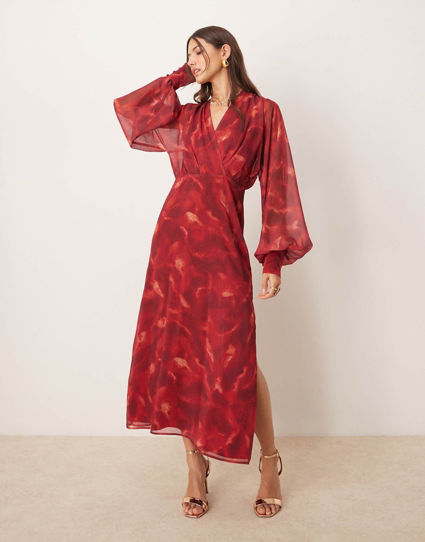 Balloon Sleeve Midaxi Dress