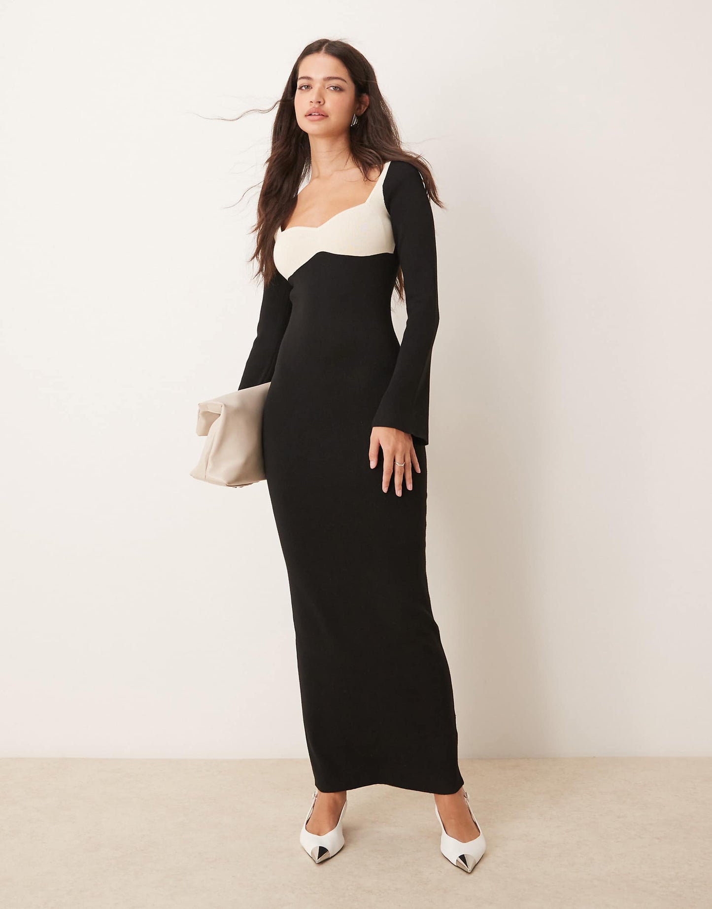 Contrast Knit Maxi Dress