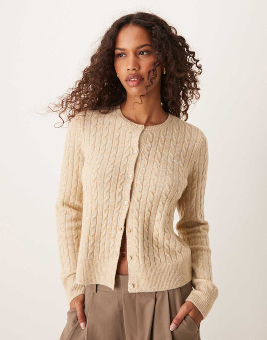 Micro Cable Knit Cardigan With Icon Logo