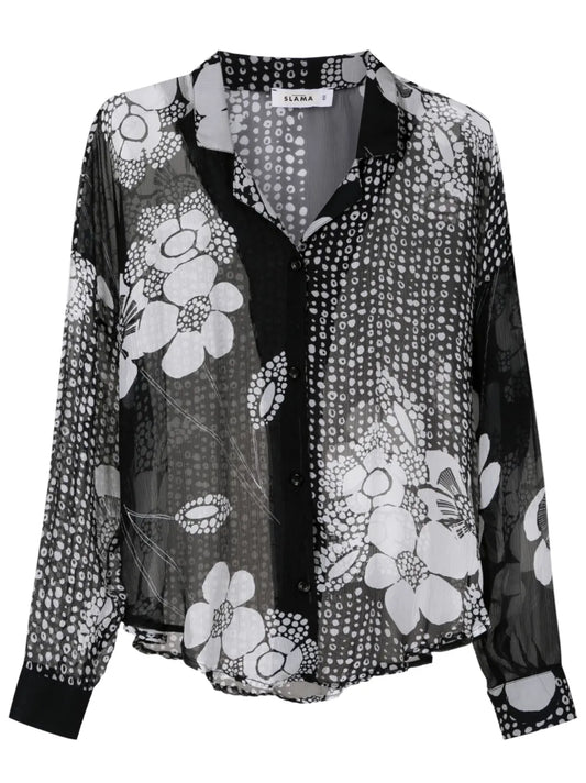 Floral-Print Silk Shirt