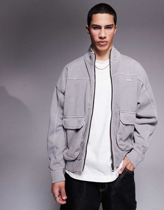 Nombos Loose Fit Zip Through Sweatshirt