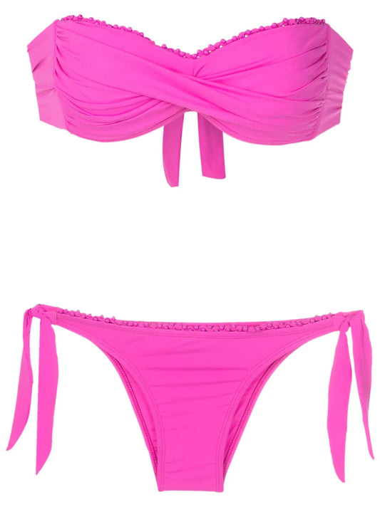 Beaded-Trim Bandeau Bikini